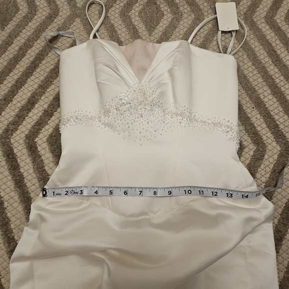 Impressions Elegant Cream and Blush Long Sleeve Dress - Picture 7 of 9